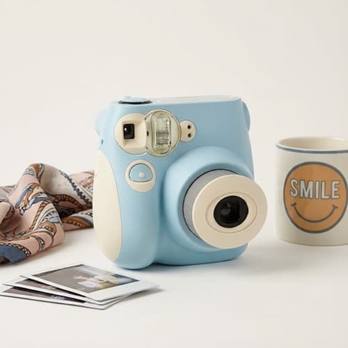 Pastel blue instant camera